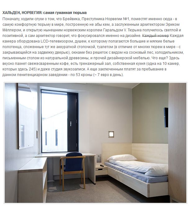 В каких условиях находятся заключенные в разных странах
