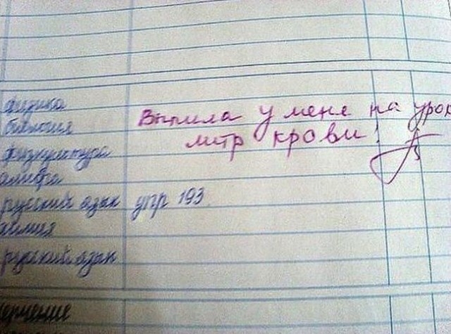 Прикольные замечания учителей в дневниках школьников