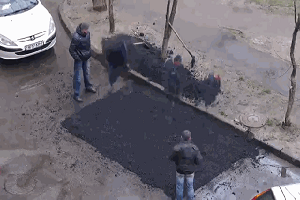 Типичная кладка асфальта у нас