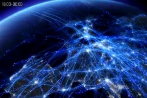 Карта воздушных перелетов над Европой