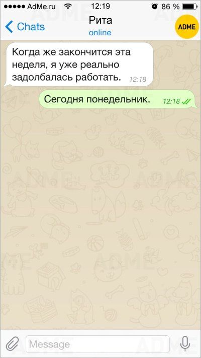 Смс о нелегком понедельнике