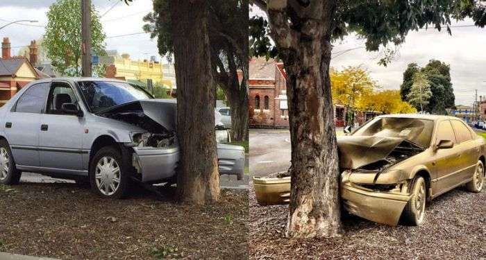 Попавший в ДТП автомобиль стал арт-объектом