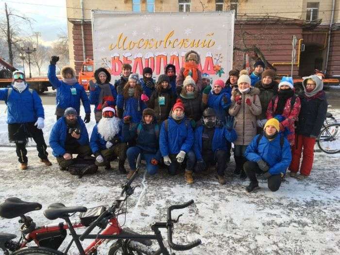 Зимний велопарад в Москве