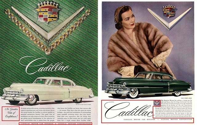 Шикарные женщины на рекламных постерах Cadillac начала 50-х годов