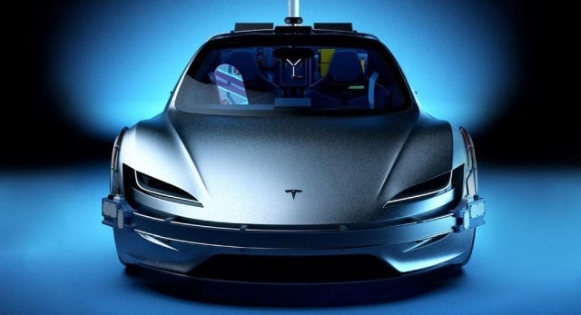 Tesla Roadster вместо DeLorean из фильма "Назад в будущее"