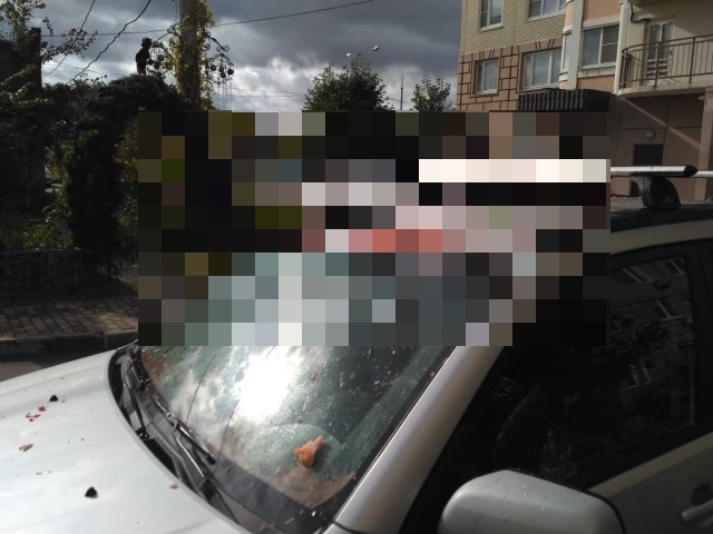 В Подольске на крышу автомобиля с 14 этажа сбросили арбуз