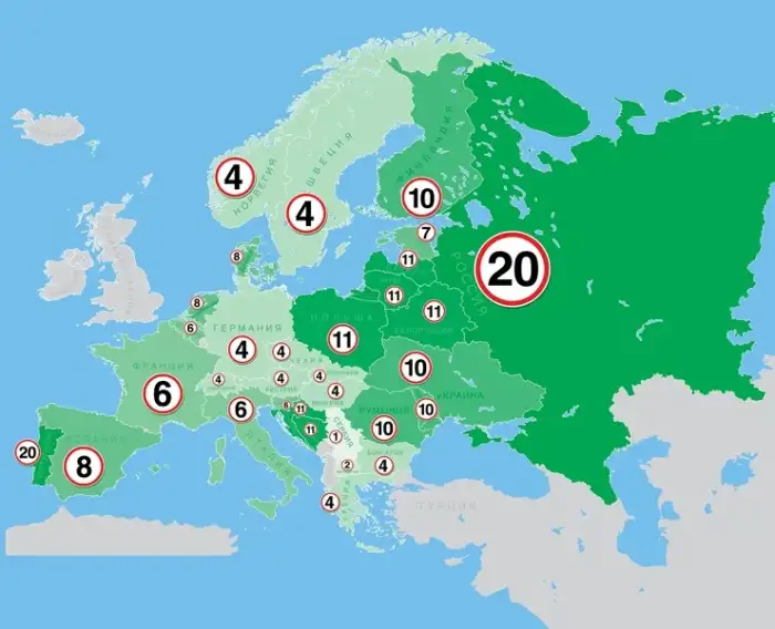 На сколько км/ч можно превысить скорость в разных странах
